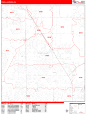 Pinellas Park Digital Map Red Line Style